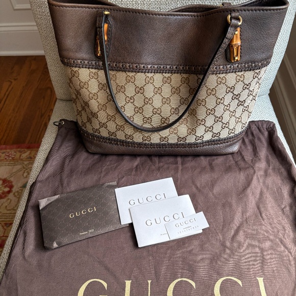 Gucci Canvas Tote with Bamboo Accents - Picture 1 of 8